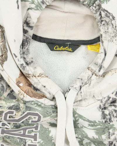 Vintage 2000's Cabella's Snow Real Tree Camo Hoodie - L