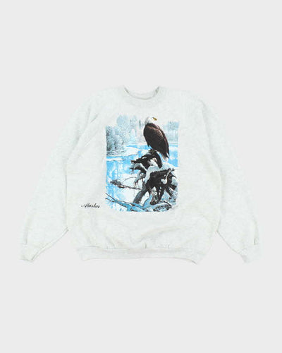 Vintage 90's Alaska Snow Eagle Graphic Sweatshirt - XL