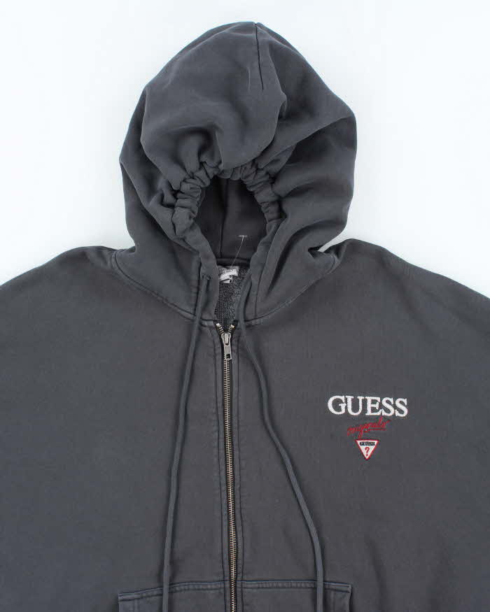 Vintage Y2K Guess Oversized Faded Zip Up Hoodie - L