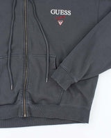 Vintage Y2K Guess Oversized Faded Zip Up Hoodie - L