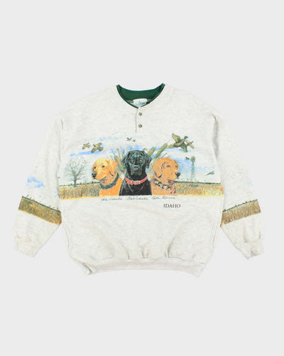 Vintage 2000's Dog Graphic Two Button Sweatshirt - L