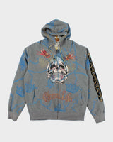 Vintage Y2K Ed Hardy All Over Printed Reversible Zip Up Hoodie - XXL