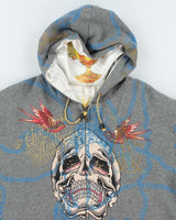 Vintage Y2K Ed Hardy All Over Printed Reversible Zip Up Hoodie - XXL