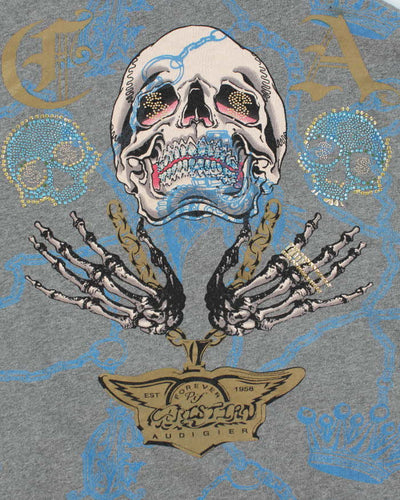 Vintage Y2K Ed Hardy All Over Printed Reversible Zip Up Hoodie - XXL