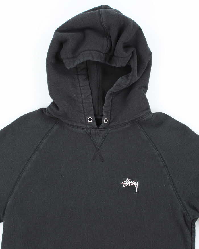 Vintage Stussy Faded Small Embroidered Logo Hoodie - S