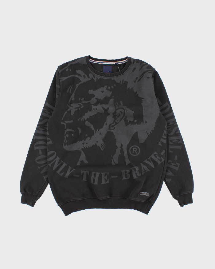 Vintage Y2K Diesel Only The Brave All Over Print Sweatshirt - M