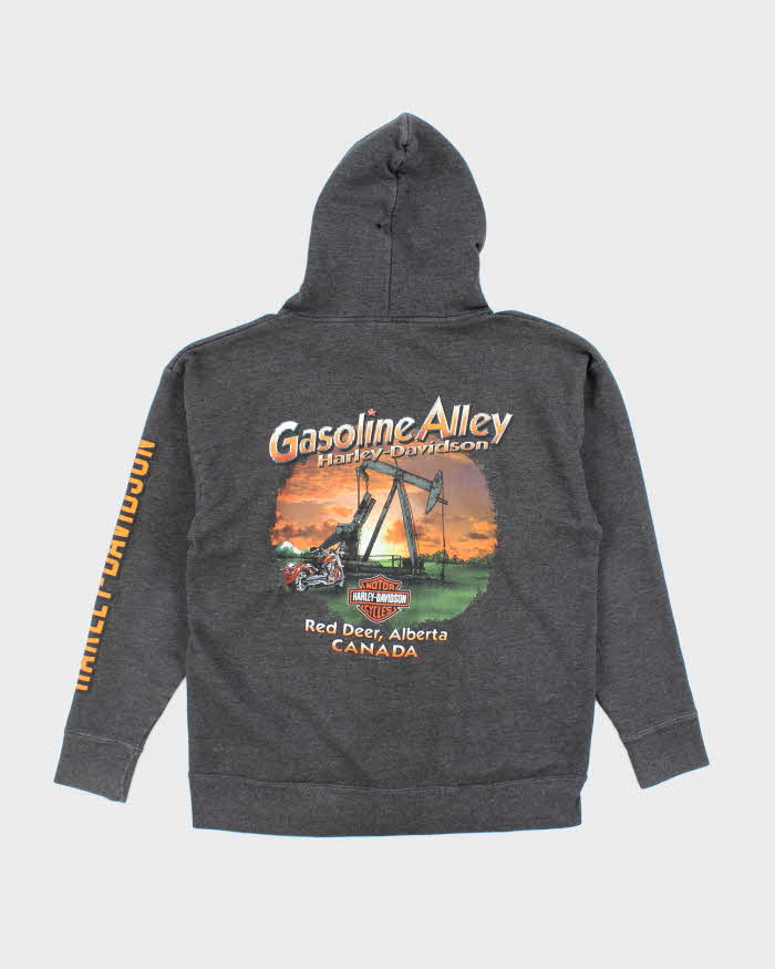 Vintage Y2K Harley Davidson Graphic Print Zip Up Hoodie - M