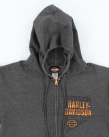 Vintage Y2K Harley Davidson Graphic Print Zip Up Hoodie - M