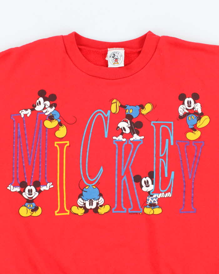 Vintage 90's Disney Mickey Spell Out Sweatshirt - M
