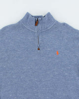 Vintage Ralph Lauren Small Horse Embroidered Quarter Zip Sweatshirt - XL