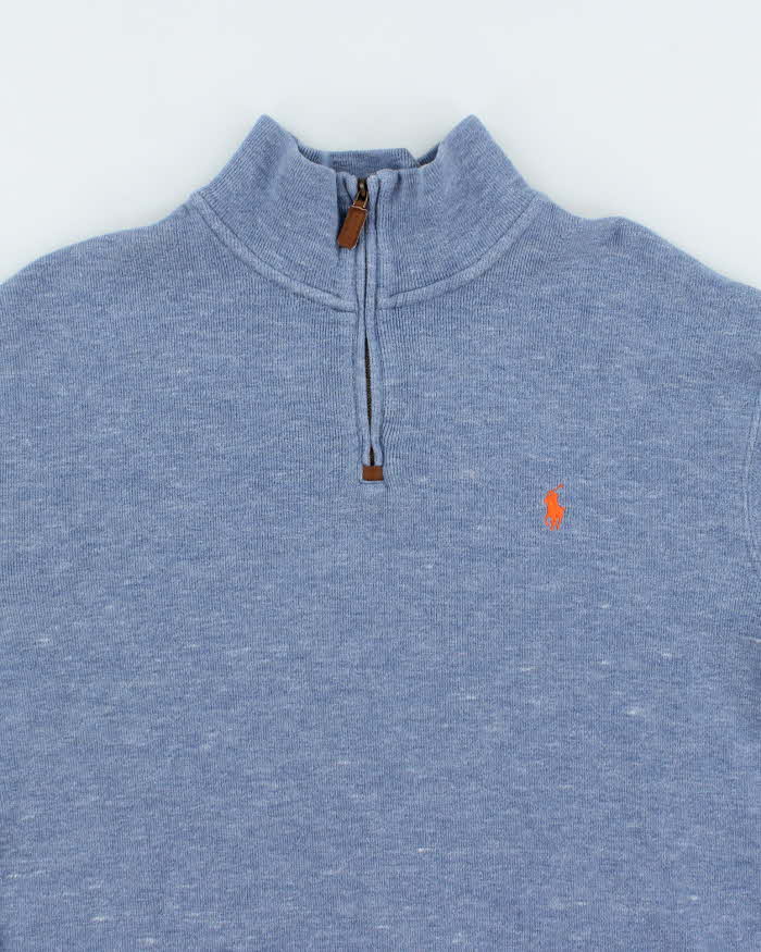 Vintage Ralph Lauren Small Horse Embroidered Quarter Zip Sweatshirt - XL