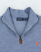 Vintage Ralph Lauren Small Horse Embroidered Quarter Zip Sweatshirt - XL