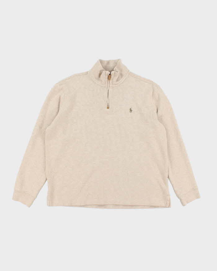 Vintage Ralph Lauren Small Horse Embroidered Quarter Zip Sweatshirt - L