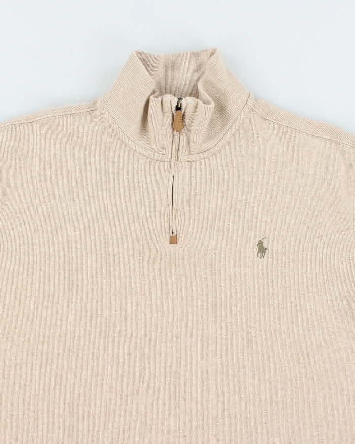Vintage Ralph Lauren Small Horse Embroidered Quarter Zip Sweatshirt - L