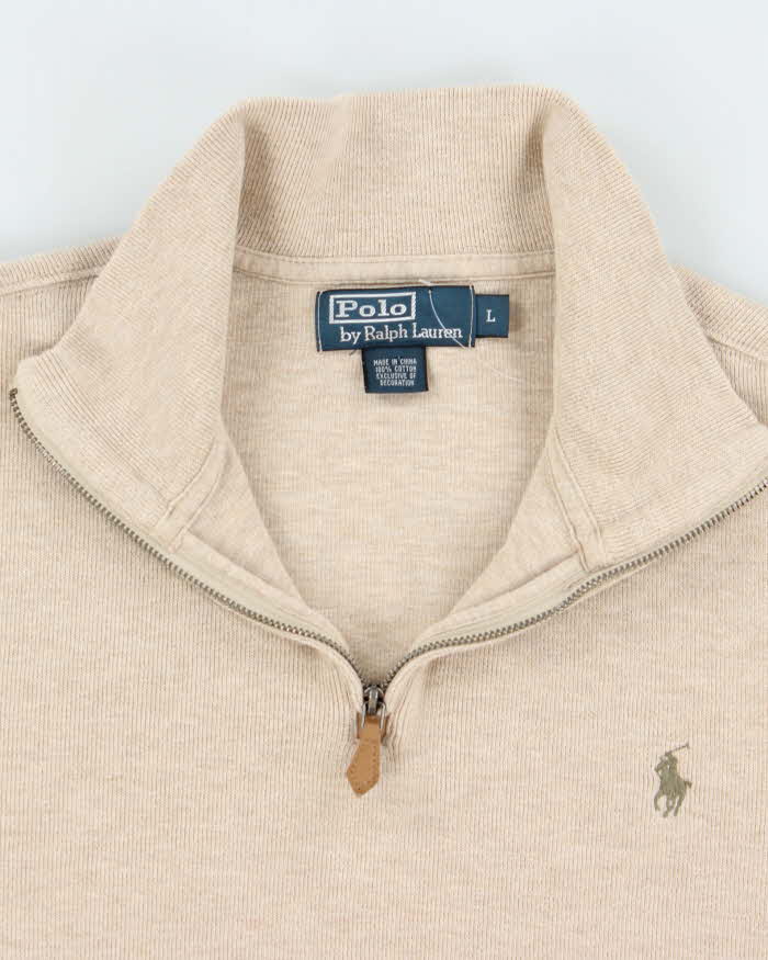 Vintage Ralph Lauren Small Horse Embroidered Quarter Zip Sweatshirt - L