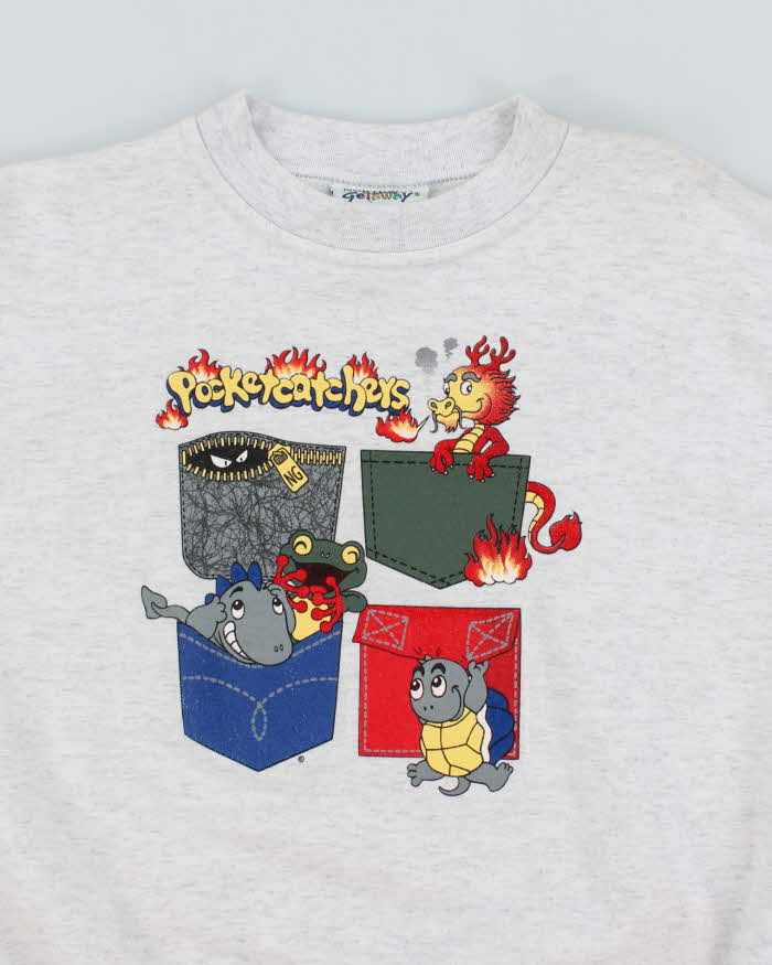 Vintage 90's Pocket Catcheys Graphic Print Sweatshirt - L