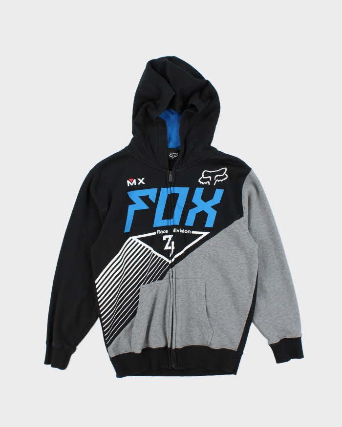 Vintage Y2K Fox Racing Graphic Printed Zip Up Hoodie - L