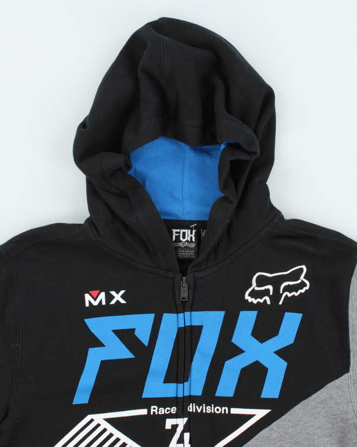 Vintage Y2K Fox Racing Graphic Printed Zip Up Hoodie - L