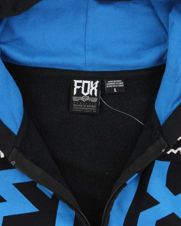 Vintage Y2K Fox Racing Graphic Printed Zip Up Hoodie - L
