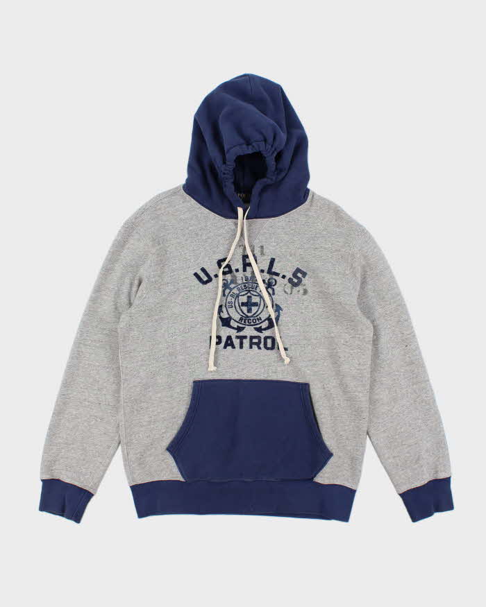 Men's Polo by Ralph Lauren Grey Print Pullover Hoodie - M