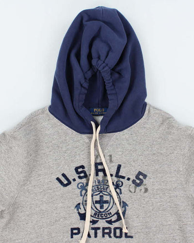 Men's Polo by Ralph Lauren Grey Print Pullover Hoodie - M