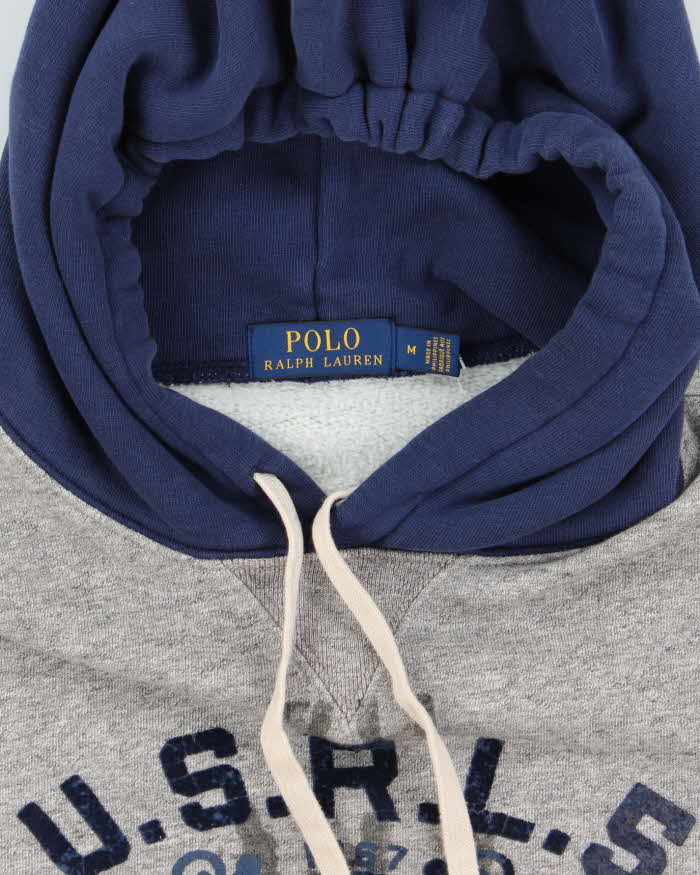 Men's Polo by Ralph Lauren Grey Print Pullover Hoodie - M