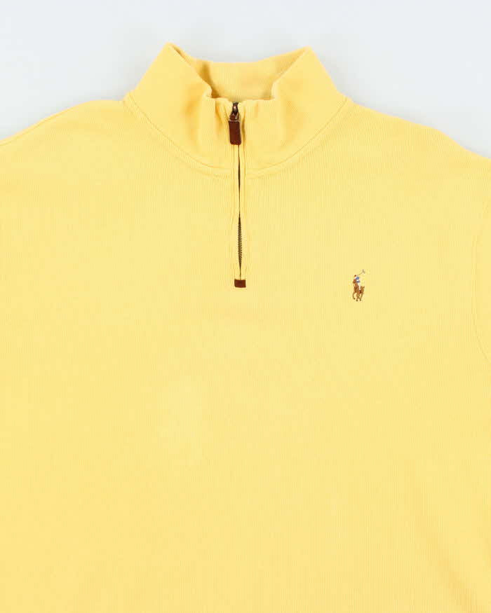 Men's Polo by Ralph Lauren Quarter Zip Yellow Sweatshirt - XXL