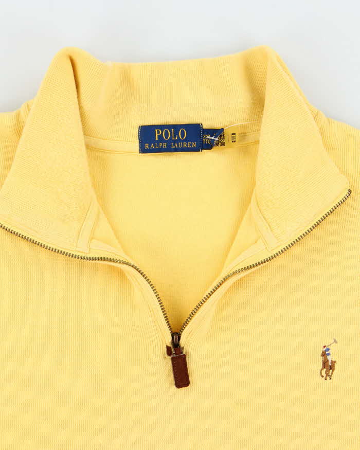 Men's Polo by Ralph Lauren Quarter Zip Yellow Sweatshirt - XXL