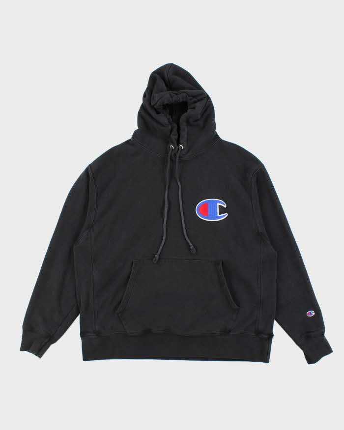 Vintage 2000's Champion Big Patch Logo Heavyweight Hoodie - L