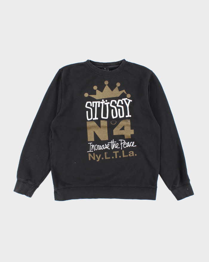 Vintage Y2K Stussy Increase the Peace Graphic Sweatshirt - L