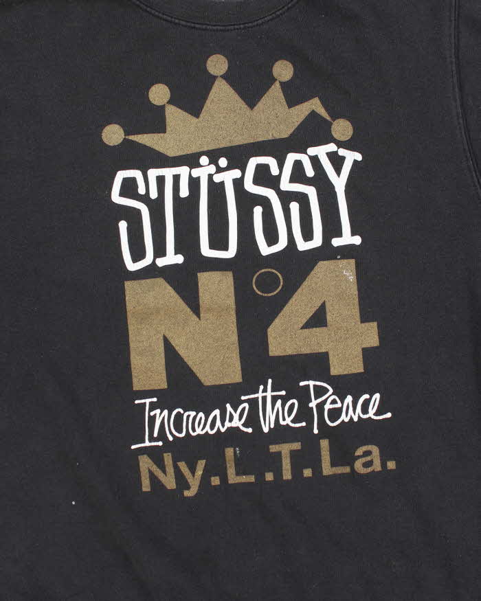Vintage Y2K Stussy Increase the Peace Graphic Sweatshirt - L