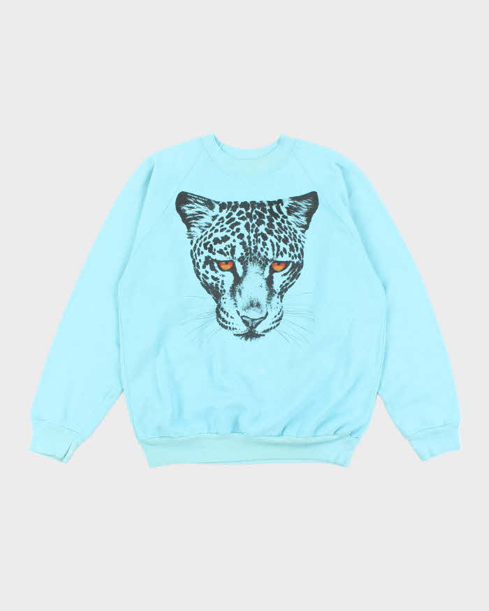 Vintage 90's Leopard Face Graphic Print Sweatshirt - M