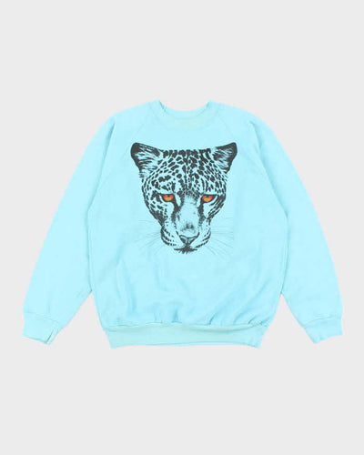 Vintage 90's Leopard Face Graphic Print Sweatshirt - M