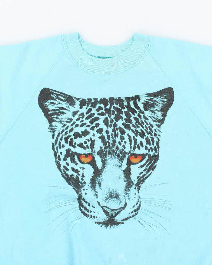 Vintage 90's Leopard Face Graphic Print Sweatshirt - M