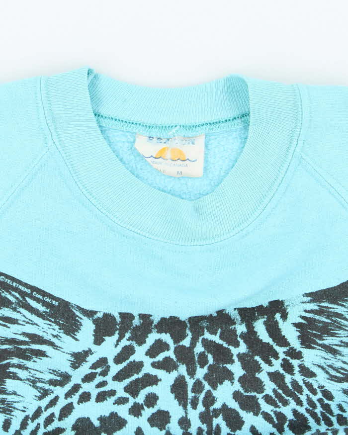 Vintage 90's Leopard Face Graphic Print Sweatshirt - M