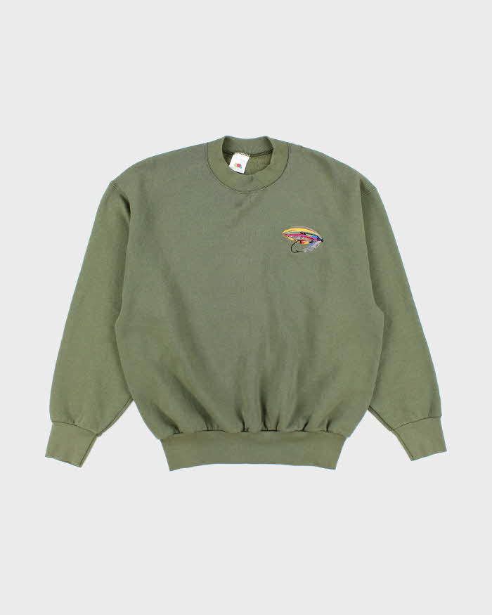 Vintage 90's Fishing Hook Embroidered Sweatshirt - L