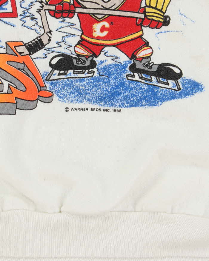 Vintage 80's Calgary Flames Looney Tunes NHL Hockey Sweatshirt - XL