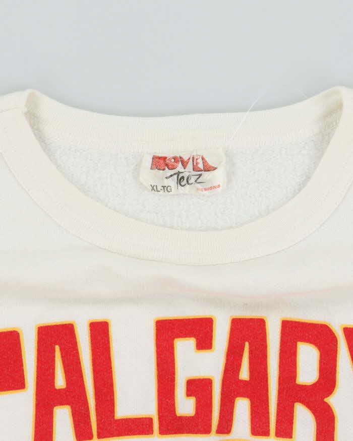 Vintage 80's Calgary Flames Looney Tunes NHL Hockey Sweatshirt - XL