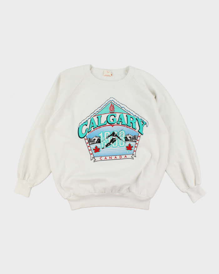 Vintage 80's Calgary Ski Graphic Print Sweatshirt - XL