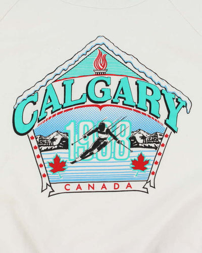 Vintage 80's Calgary Ski Graphic Print Sweatshirt - XL