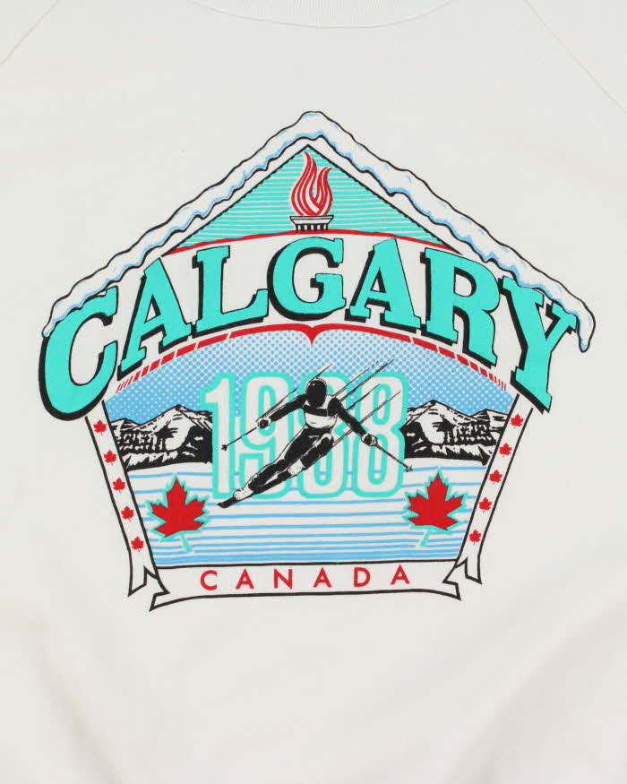 Vintage 80's Calgary Ski Graphic Print Sweatshirt - XL
