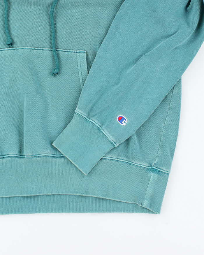 Vintage Champion Faded Green Embroidered Logo Hoodie - XL