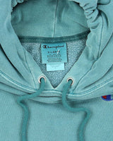 Vintage Champion Faded Green Embroidered Logo Hoodie - XL