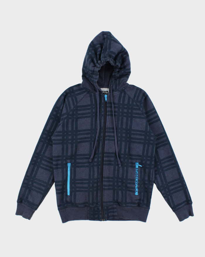 Vintage Y2K Stussy Striped Heavyweight Zip Up Hoodie - M