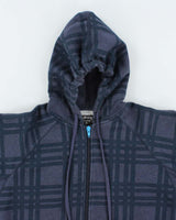 Vintage Y2K Stussy Striped Heavyweight Zip Up Hoodie - M