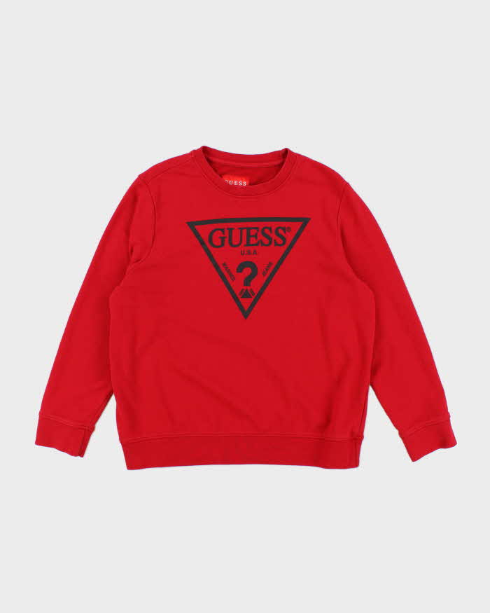 Guess Red Logo Crew Neck - L