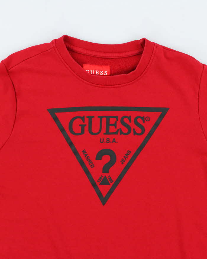 Guess Red Logo Crew Neck - L