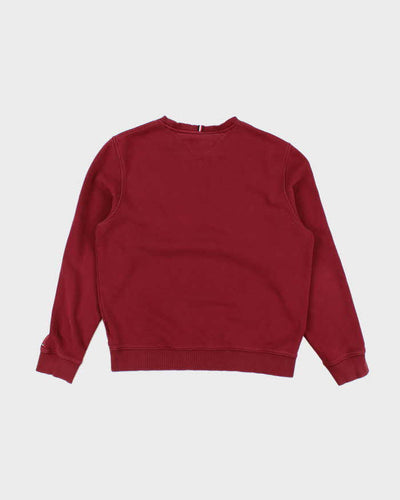 00s Tommy Hilfiger Faded Red Embroidered Logo Crew Neck - M