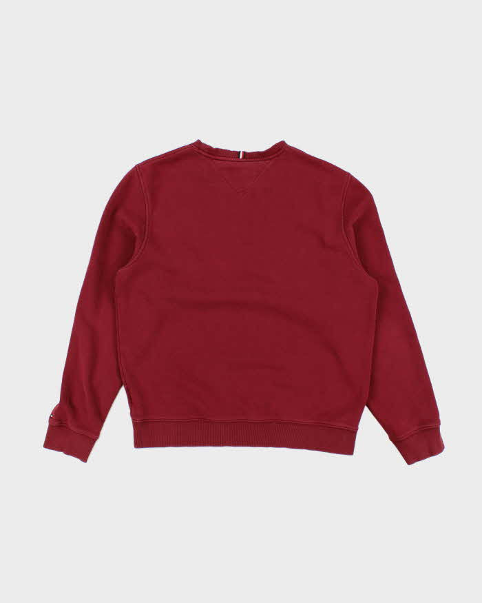 00s Tommy Hilfiger Faded Red Embroidered Logo Crew Neck - M