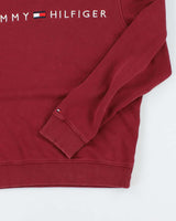 00s Tommy Hilfiger Faded Red Embroidered Logo Crew Neck - M